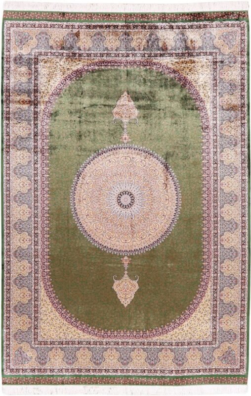 Kashmir Orientteppich 200 × 300 cm, Seide, handgeknüpft edel