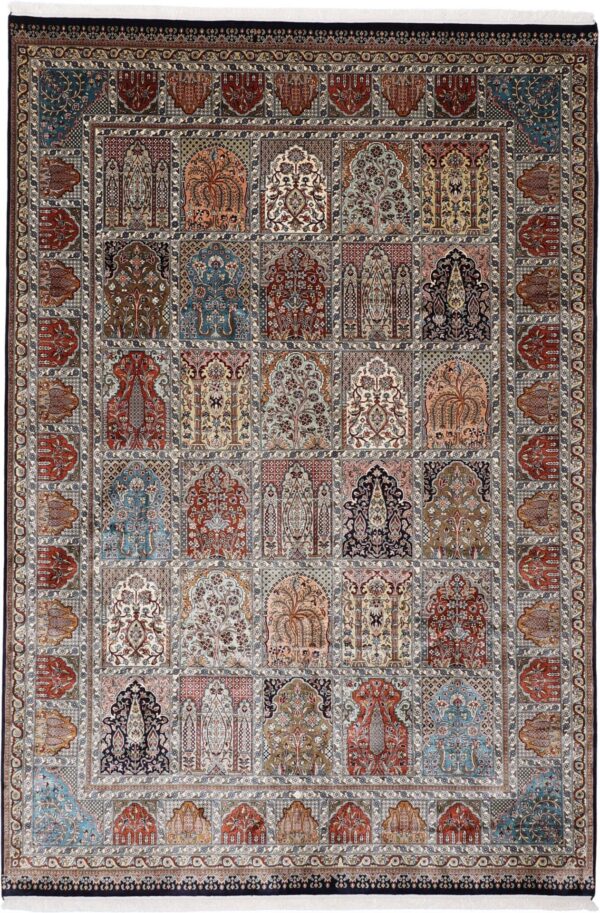 Kashmir Orientteppich 201 × 295 cm, Seide, handgeknüpft