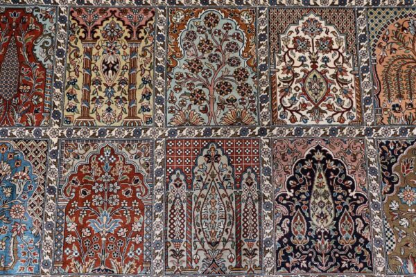 Kashmir Orientteppich 201 × 295 cm, Seide, handgeknüpft