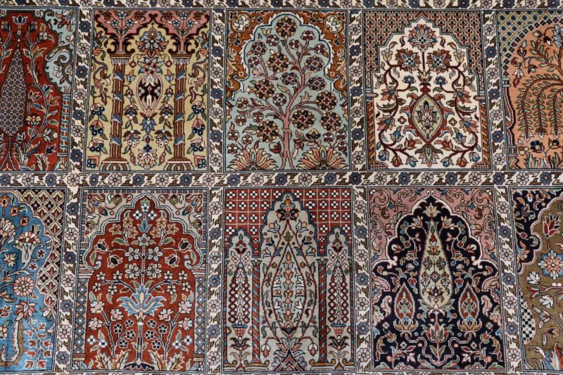 Kashmir Orientteppich 201 × 295 cm, Seide, handgeknüpft