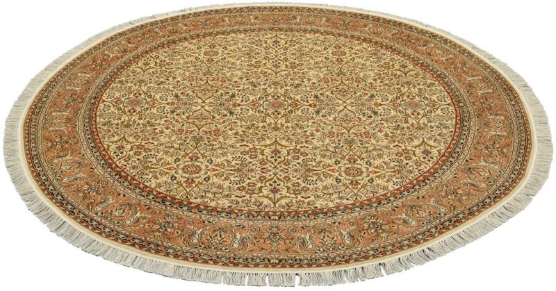 Kashmir Orientteppich 209 × 209 cm, Seide, handgeknüpft Pastell