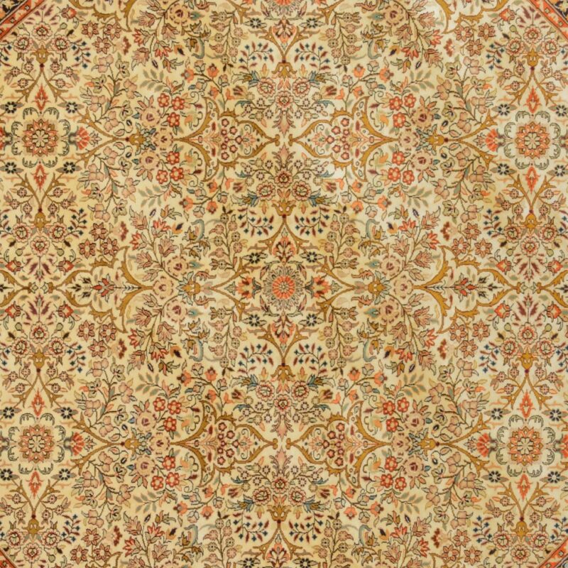 Kashmir Orientteppich 209 × 209 cm, Seide, handgeknüpft Pastell