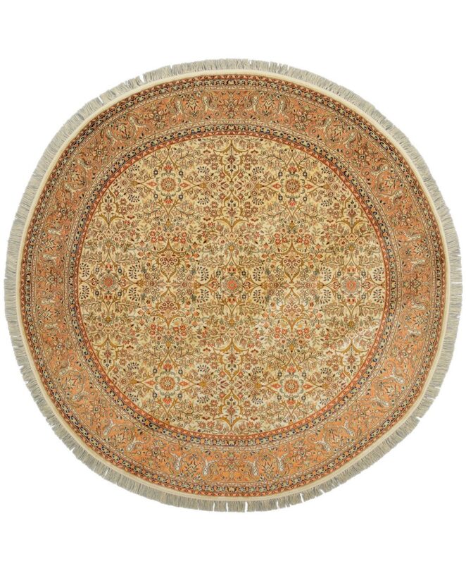 Kashmir Orientteppich 209 × 209 cm, Seide, handgeknüpft Pastell