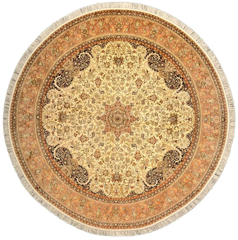 Kashmir Orientteppich 210 × 211 cm, Seide, handgeknüpft
