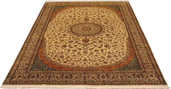 Kashmir Orientteppich 212 × 319 cm, Seide, handgeknüpft