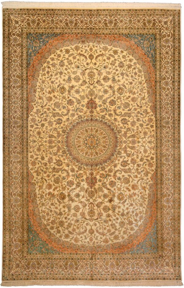 Kashmir Orientteppich 212 × 319 cm, Seide, handgeknüpft