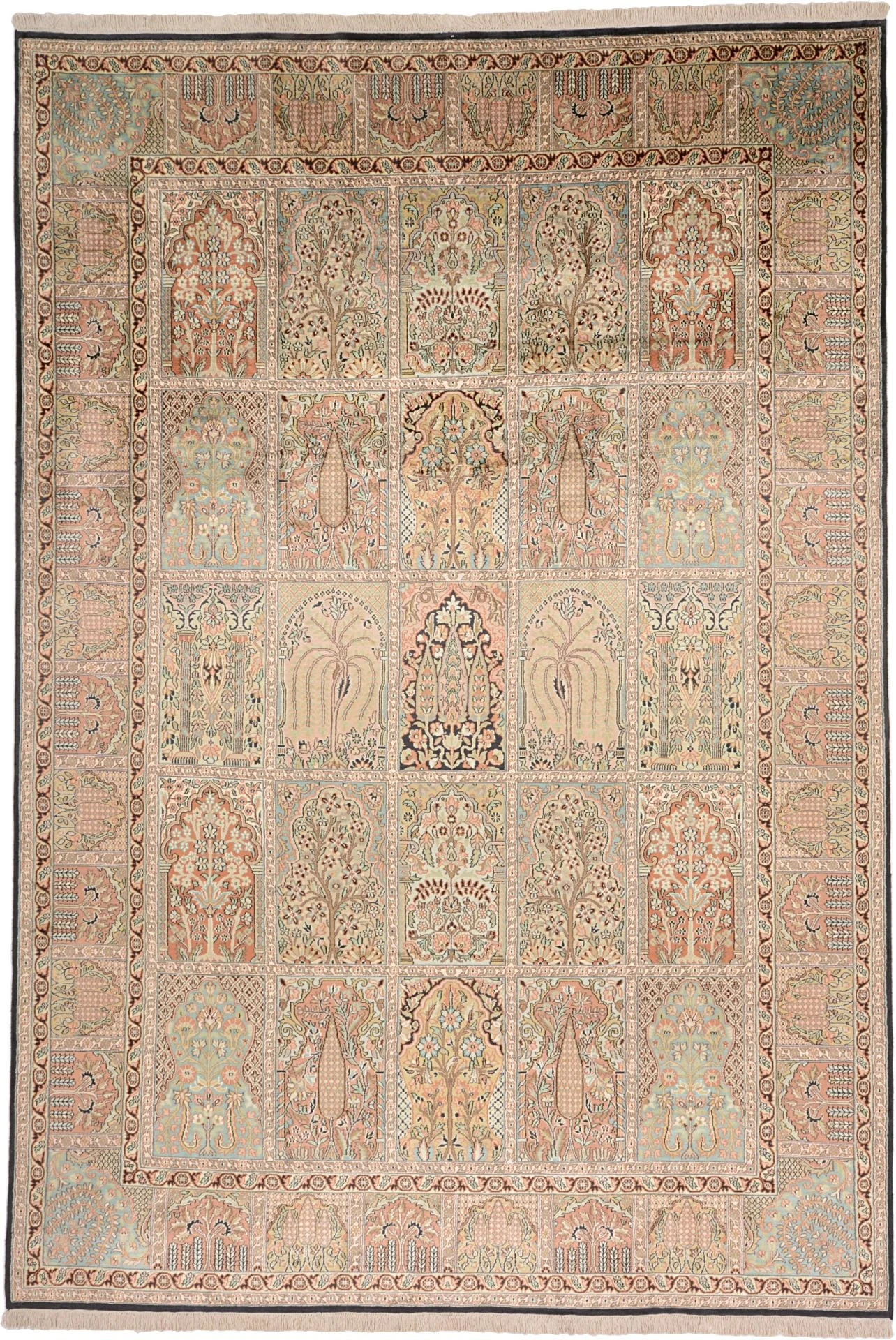 Kashmir Orientteppich 213 × 312 cm, Seide, handgeknüpft