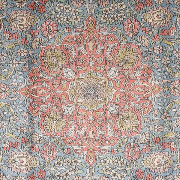 Kashmir Orientteppich 214 × 316 cm, Seide, handgeknüpft