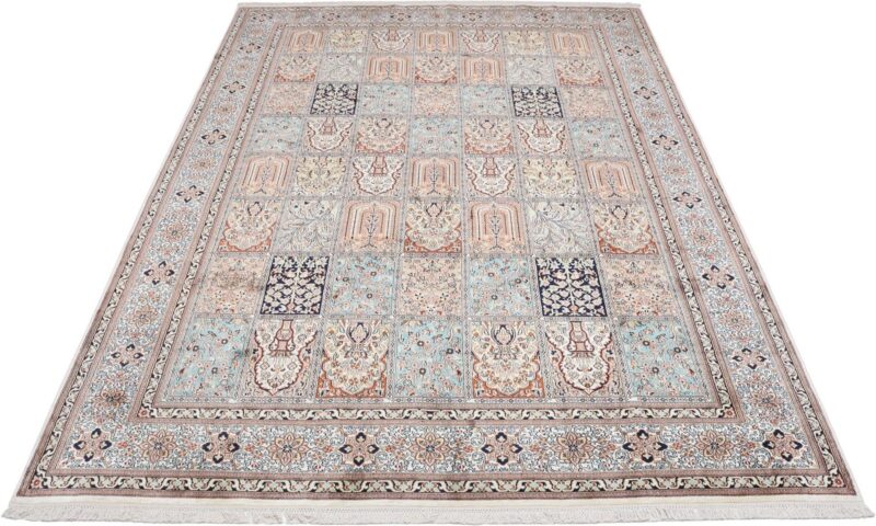 Kashmir Orientteppich 215 × 296 cm, Seide, handgeknüpft