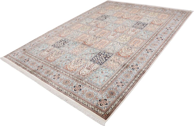 Kashmir Orientteppich 215 × 296 cm, Seide, handgeknüpft