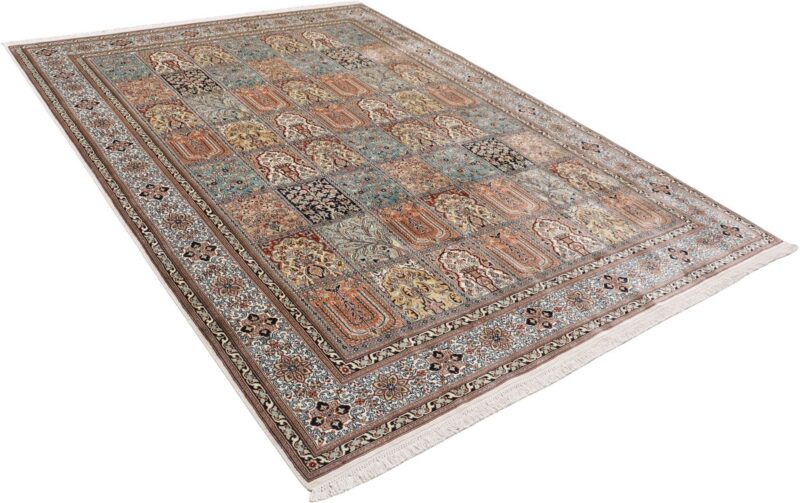 Kashmir Orientteppich 215 × 296 cm, Seide, handgeknüpft