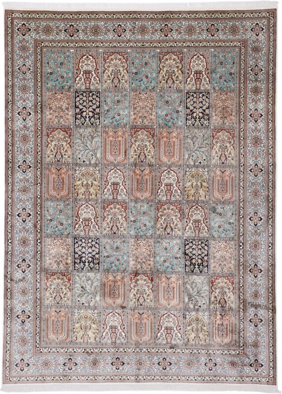 Kashmir Orientteppich 215 × 296 cm, Seide, handgeknüpft