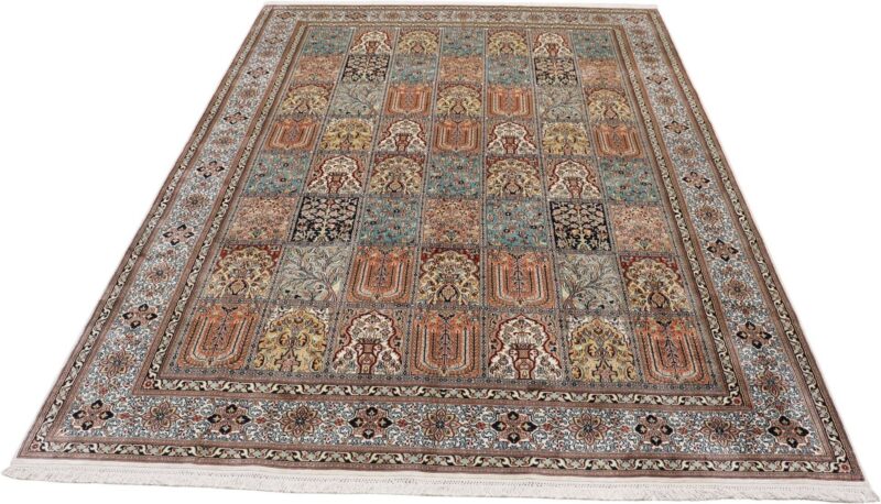 Kashmir Orientteppich 215 × 296 cm, Seide, handgeknüpft