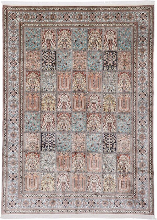 Kashmir Orientteppich 215 × 296 cm, Seide, handgeknüpft