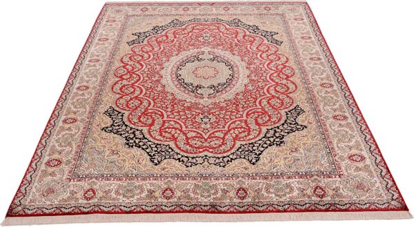 Kashmir Orientteppich 215 × 310 cm, Seide, handgeknüpft edel