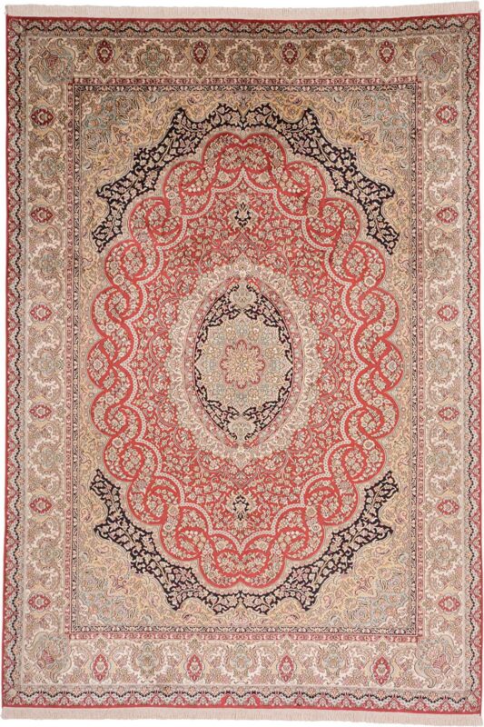 Kashmir Orientteppich 215 × 310 cm, Seide, handgeknüpft edel