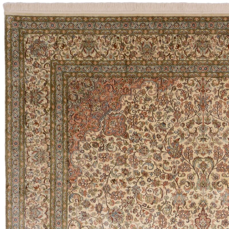 Kashmir Orientteppich 216 × 311 cm, Seide, handgeknüpft