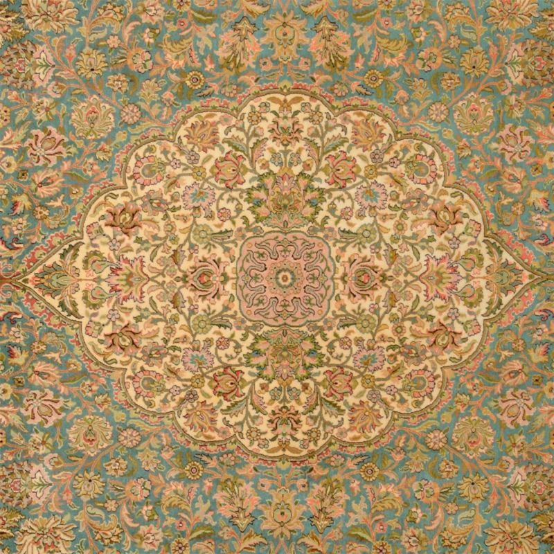 Kashmir Orientteppich 216 × 313 cm, Seide, handgeknüpft