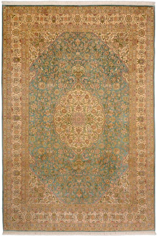 Kashmir Orientteppich 216 × 313 cm, Seide, handgeknüpft