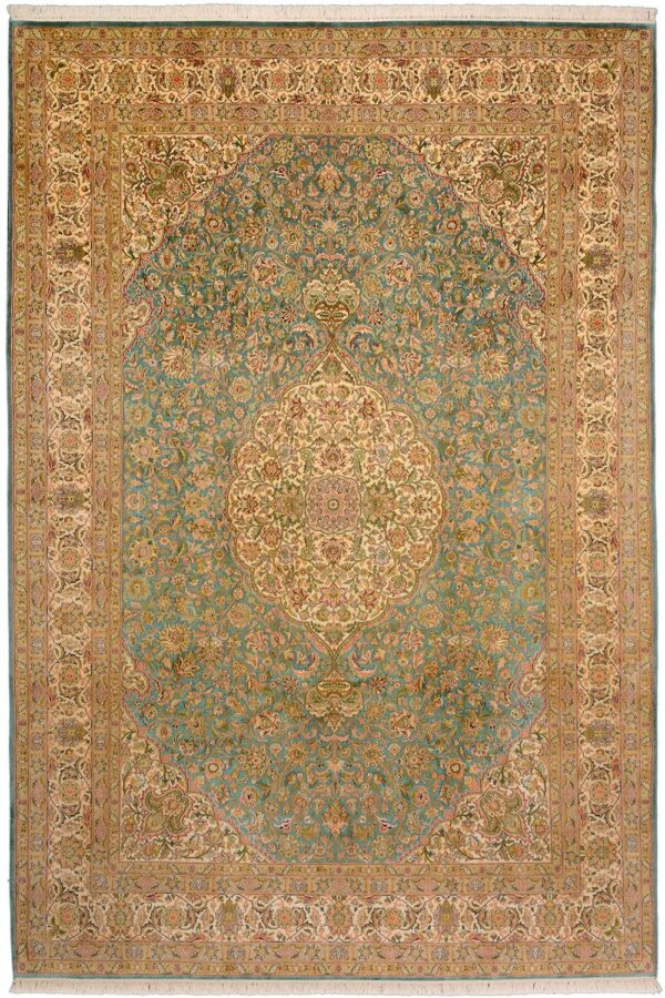Kashmir Orientteppich 216 × 313 cm, Seide, handgeknüpft