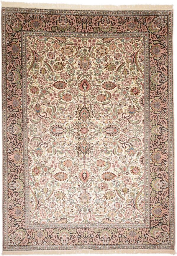 Kashmir Orientteppich 219 × 304 cm, Seide, handgeknüpft