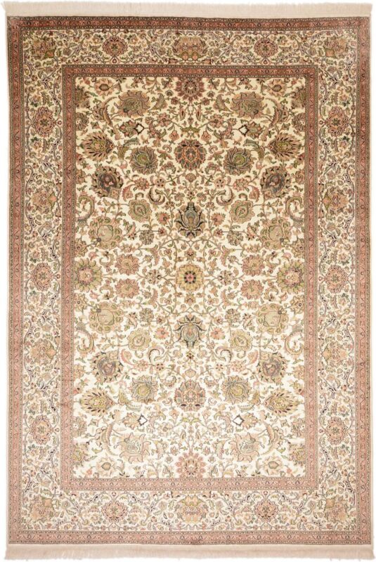Kashmir Orientteppich 219 × 317 cm, Seide, handgeknüpft