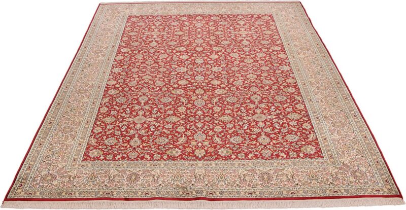 Kashmir Orientteppich 220 × 305 cm, Seide, handgeknüpft edel