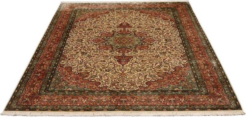 Kashmir Orientteppich 221 × 302 cm, Seide, handgeknüpft