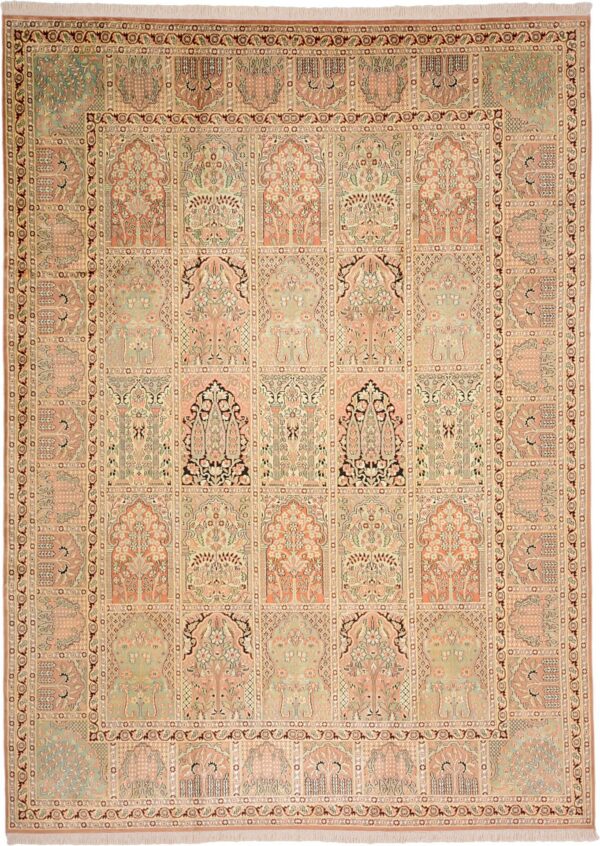 Kashmir Orientteppich 222 × 307 cm, Seide, handgeknüpft
