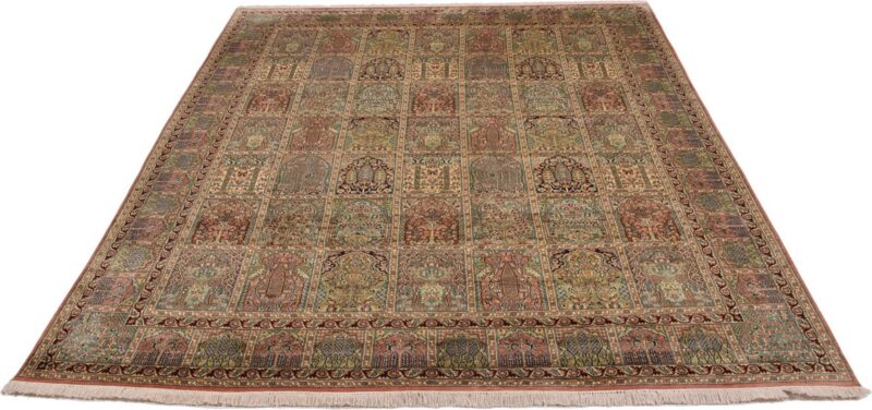 Kashmir Orientteppich 241 × 311 cm, Seide, handgeknüpft Pastell