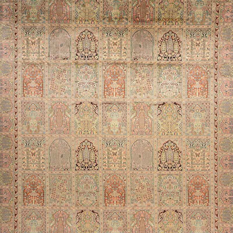 Kashmir Orientteppich 241 × 311 cm, Seide, handgeknüpft Pastell