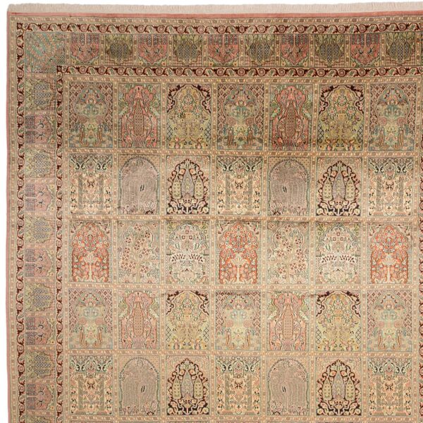Kashmir Orientteppich 241 × 311 cm, Seide, handgeknüpft Pastell