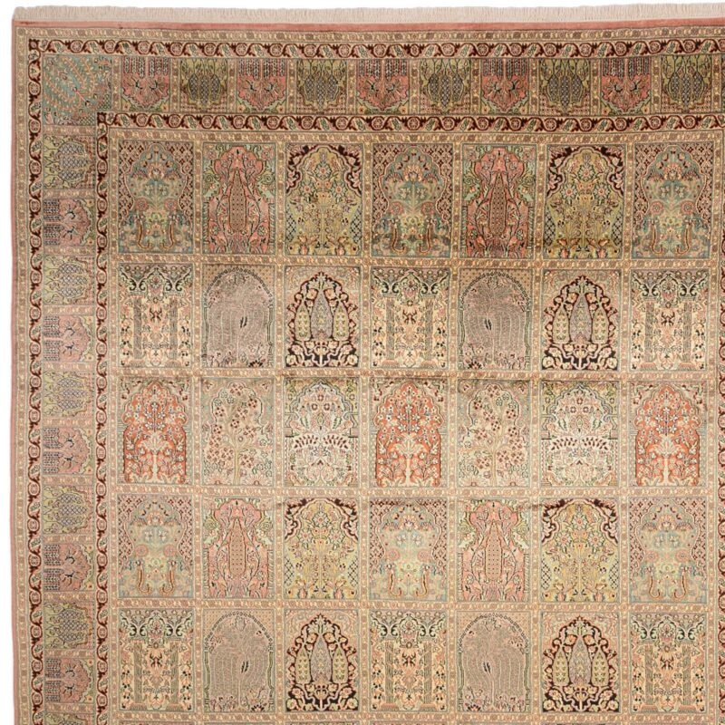 Kashmir Orientteppich 241 × 311 cm, Seide, handgeknüpft Pastell