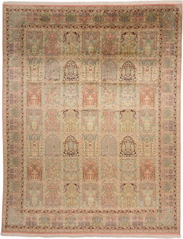 Kashmir Orientteppich 241 × 311 cm, Seide, handgeknüpft Pastell