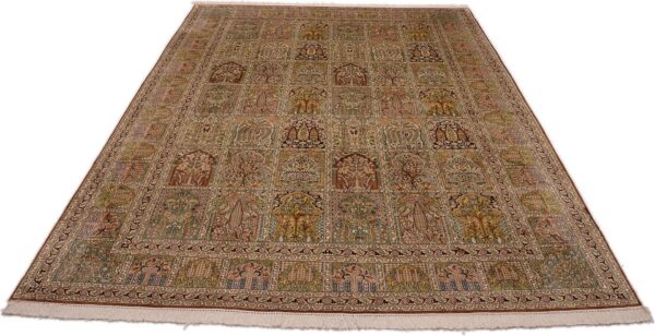 Kashmir Orientteppich 242 × 334 cm, Seide, handgeknüpft