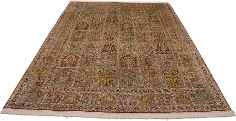 Kashmir Orientteppich 242 × 334 cm, Seide, handgeknüpft