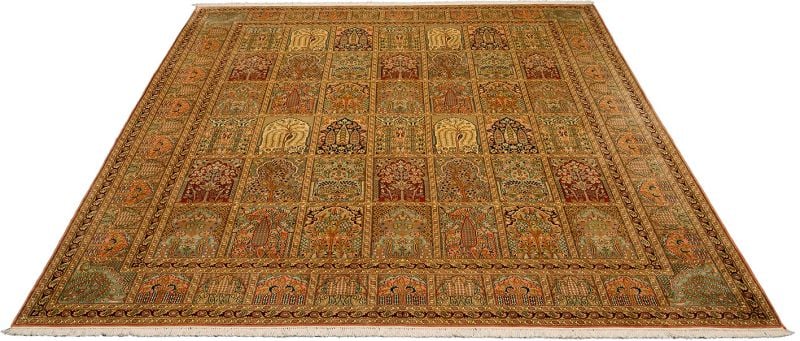 Kashmir Orientteppich 244 × 302 cm, Seide, handgeknüpft edel