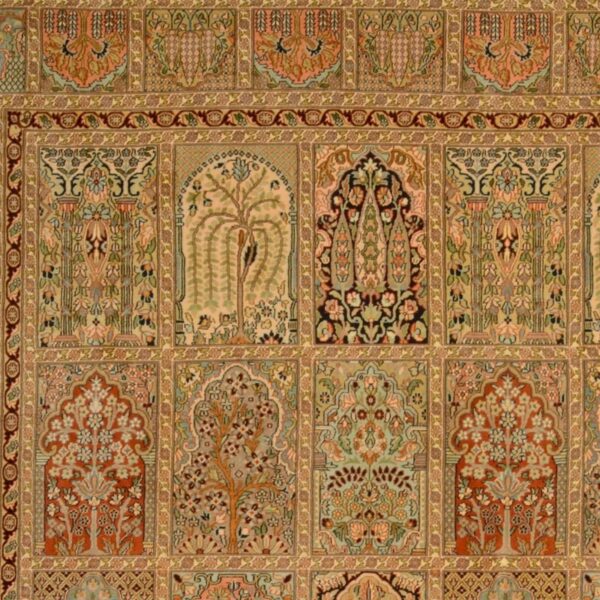 Kashmir Orientteppich 244 × 302 cm, Seide, handgeknüpft edel