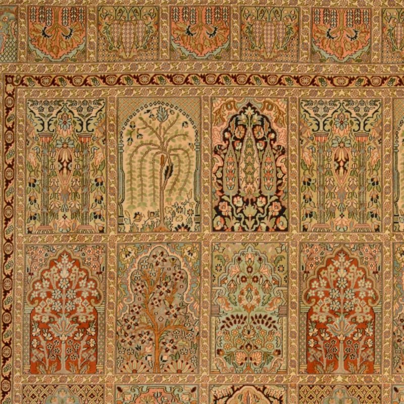 Kashmir Orientteppich 244 × 302 cm, Seide, handgeknüpft edel