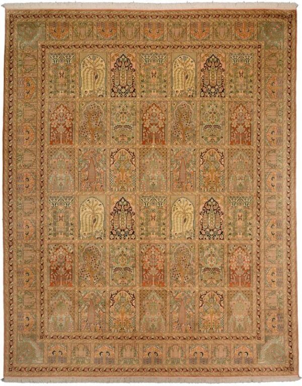 Kashmir Orientteppich 244 × 302 cm, Seide, handgeknüpft edel