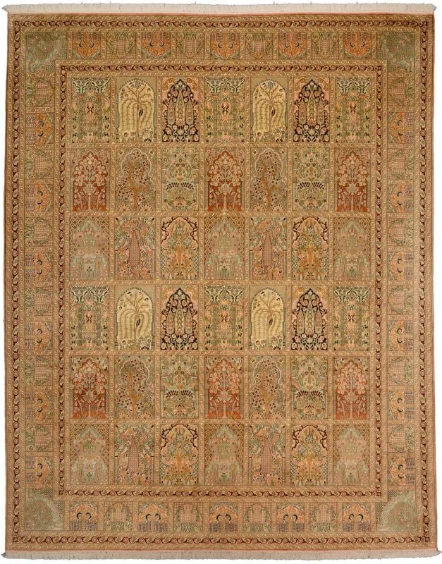 Kashmir Orientteppich 244 × 302 cm, Seide, handgeknüpft edel