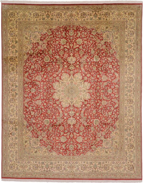 Kashmir Orientteppich 244 × 304 cm, Seide, handgeknüpft