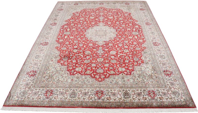 Kashmir Orientteppich 244 × 335 cm, Seide, handgeknüpft Pastell