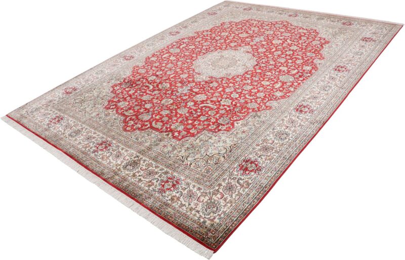 Kashmir Orientteppich 244 × 335 cm, Seide, handgeknüpft Pastell