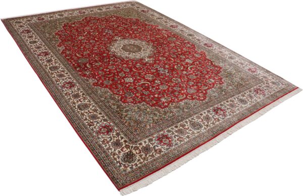 Kashmir Orientteppich 244 × 335 cm, Seide, handgeknüpft Pastell