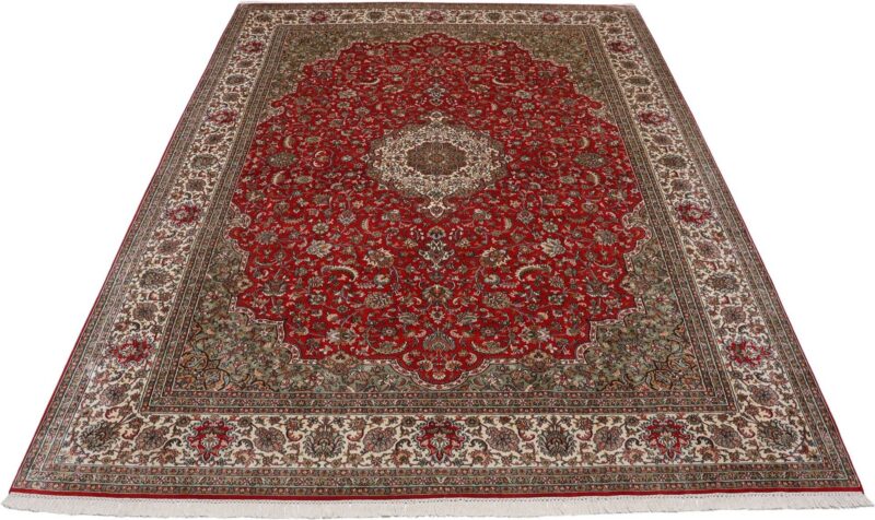 Kashmir Orientteppich 244 × 335 cm, Seide, handgeknüpft Pastell