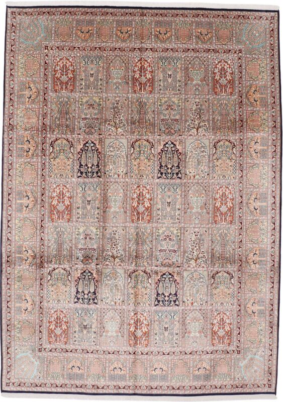 Kashmir Orientteppich 244 × 342 cm, Seide, handgeknüpft