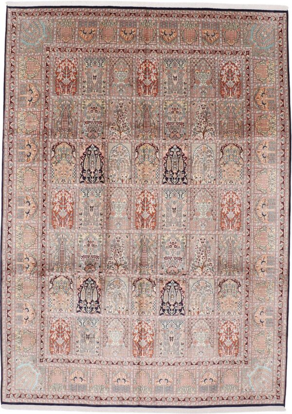 Kashmir Orientteppich 244 × 342 cm, Seide, handgeknüpft