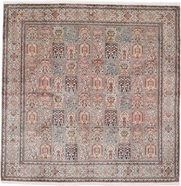 Kashmir Orientteppich 245 × 245 cm, Seide, handgeknüpft