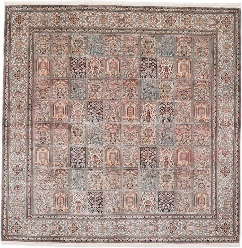 Kashmir Orientteppich 245 × 245 cm, Seide, handgeknüpft